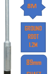 8M Galvanised Rooted Street Lamp Post Top/Lighting Column