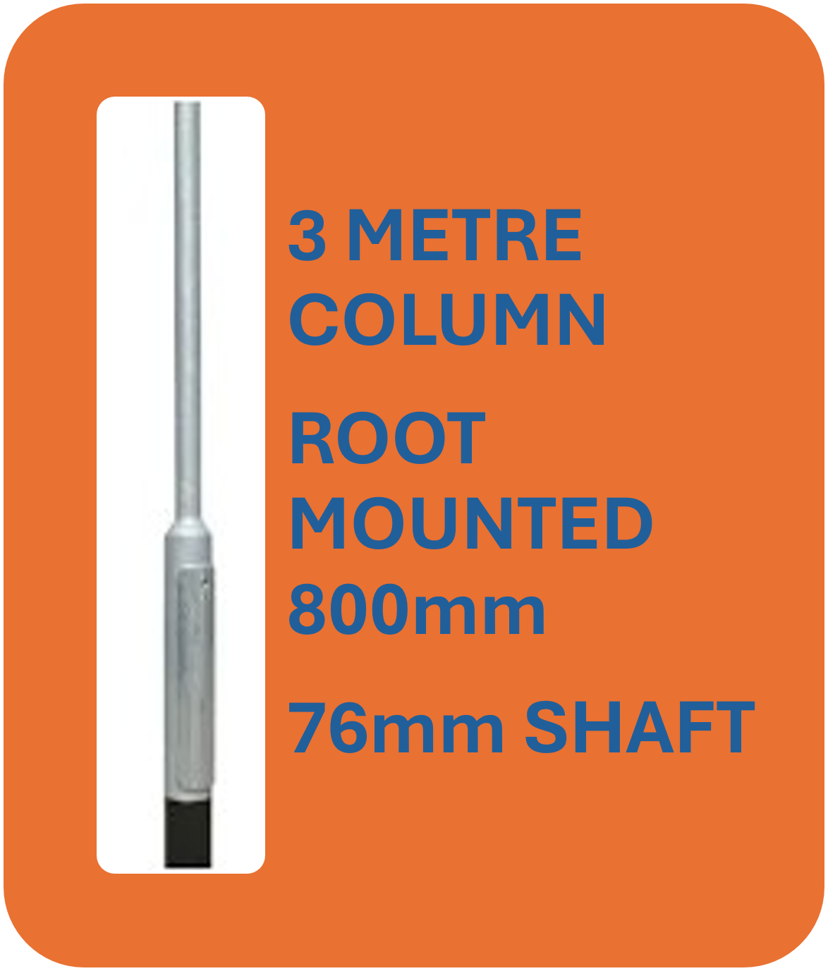 3M Galvanised Rooted Street Lamp Column