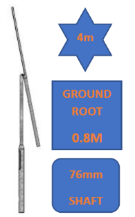 4M Galvanised Rooted Mid-Hinged Lamp Post/Lighting Column