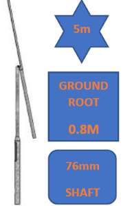 5M Galvanised Rooted Mid-Hinged Street Lamp Post Top/Lighting Column