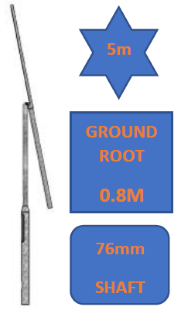 5M Galvanised Rooted Mid-Hinged Street Lamp Post Top/Lighting Column